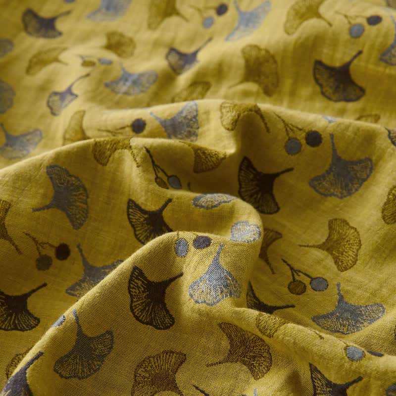 Von der Natur inspirierte Tagesdecke aus natürlicher Baumwolle mit Ginkgo Biloba-Muster - image 13