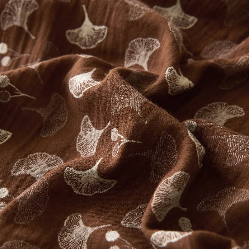 Von der Natur inspirierte Tagesdecke aus natürlicher Baumwolle mit Ginkgo Biloba-Muster - image 21