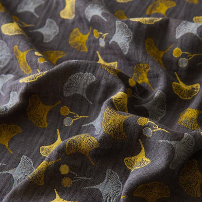 Von der Natur inspirierte Tagesdecke aus natürlicher Baumwolle mit Ginkgo Biloba-Muster - image 25