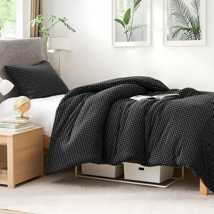 Minimalistisches Gittermuster-Bettwäscheset aus Baumwolle für Schlafsäle - image 2