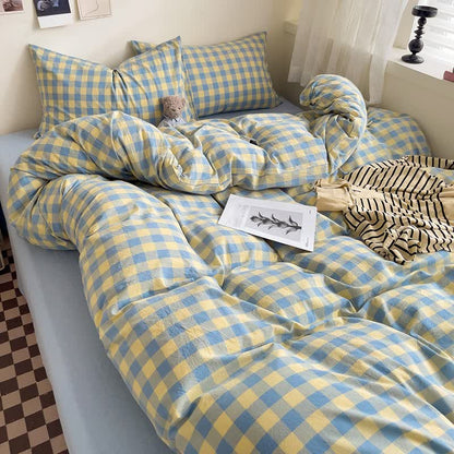 Kariertes Schlafsaal-Bettwäscheset aus Baumwolle - image 6
