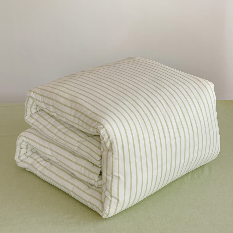 Minimalistisches gestreiftes Bettwäscheset aus Baumwolle für den Schlafsaal - image 5