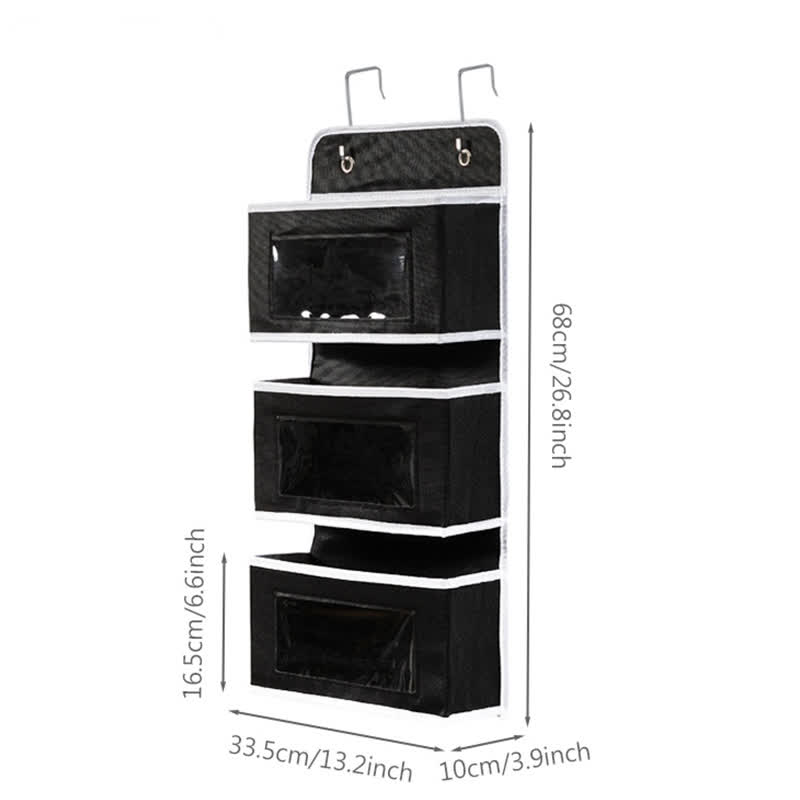 Hängender mehrschichtiger Aufbewahrungs-Organizer für Wohnheime - Schwarz - 3 STÜCKE - 33.5cm x 10cm x 68cm - image 14