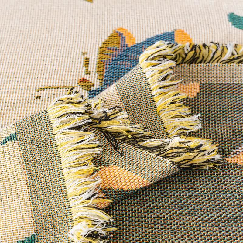 Sofaschoner aus Chenille mit grünem Blatt- und Blumenmuster - image 9