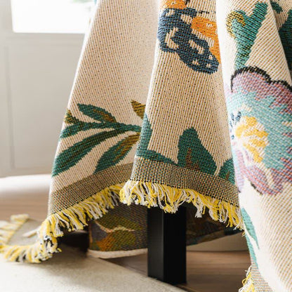 Sofaschoner aus Chenille mit grünem Blatt- und Blumenmuster - image 6