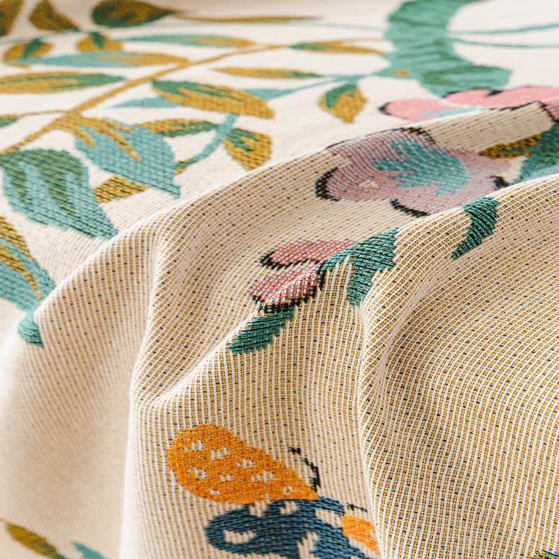 Sofaschoner aus Chenille mit grünem Blatt- und Blumenmuster - image 7