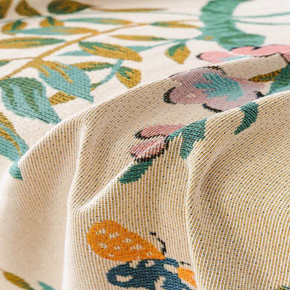 Sofaschoner aus Chenille mit grünem Blatt- und Blumenmuster - image 7