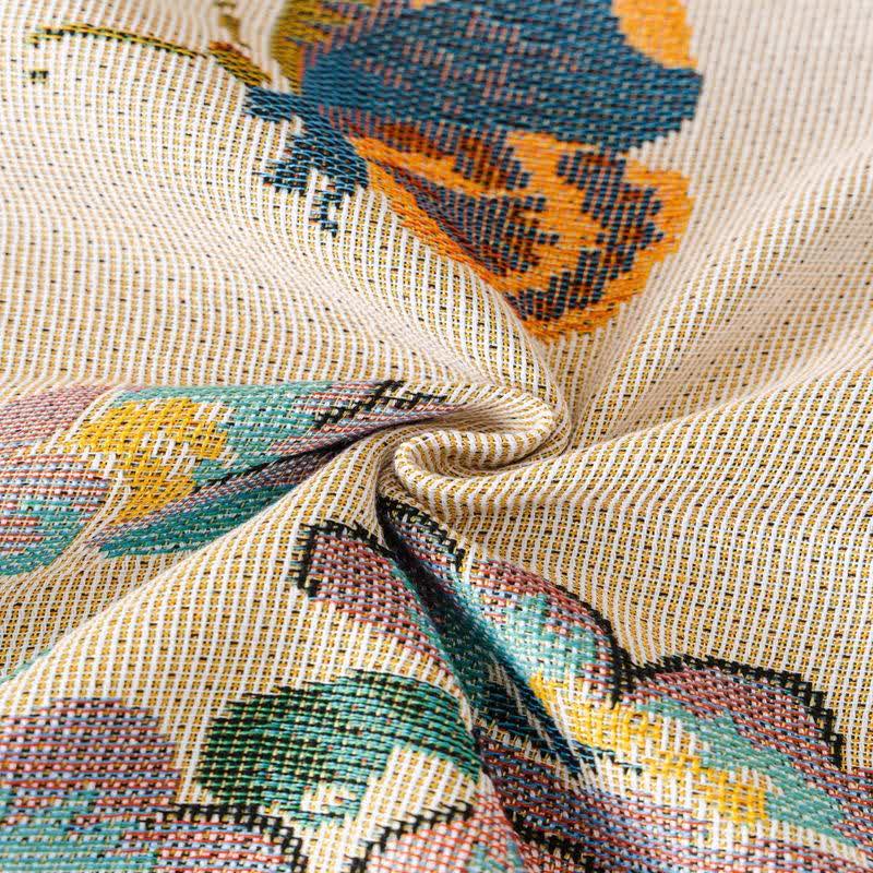 Sofaschoner aus Chenille mit grünem Blatt- und Blumenmuster - image 8