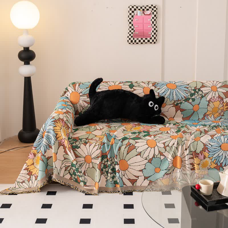 Sofaschoner mit buntem Gänseblümchen-Print - 180cm x 340cm - image 1