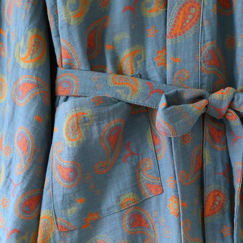 Japanischer Kimono-Bademantel aus Baumwollgaze mit Paisleymuster - image 4