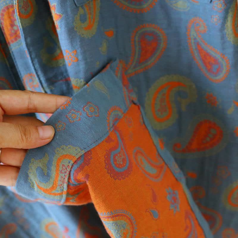 Japanischer Kimono-Bademantel aus Baumwollgaze mit Paisleymuster - image 6
