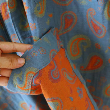 Japanischer Kimono-Bademantel aus Baumwollgaze mit Paisleymuster - image 6