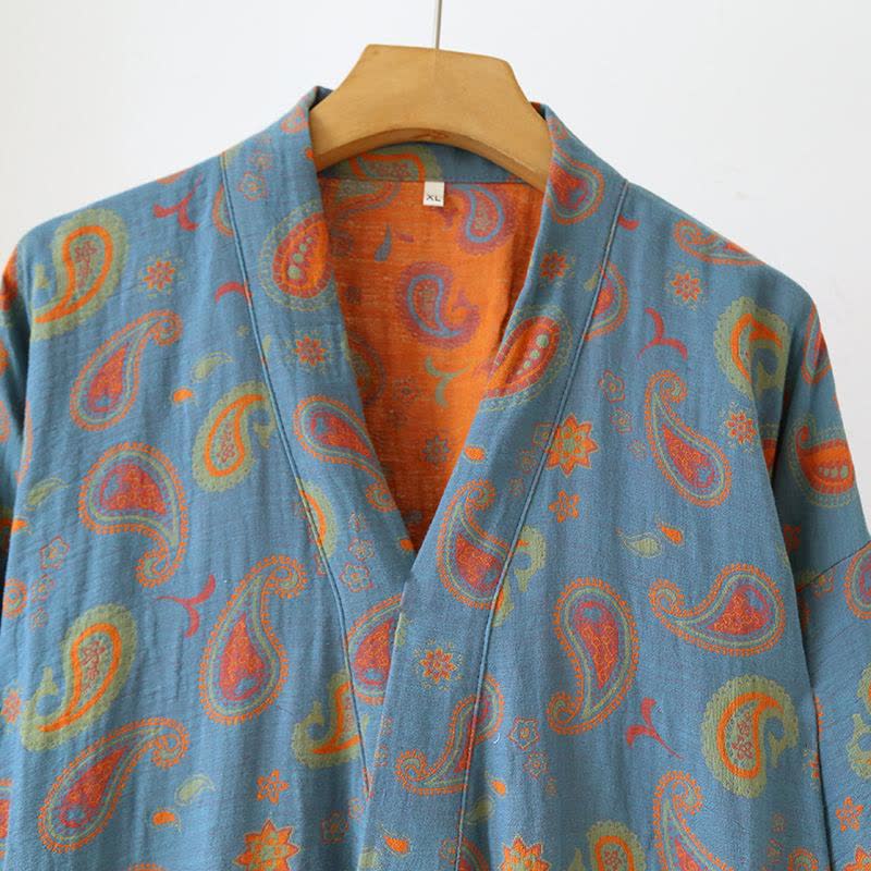 Japanischer Kimono-Bademantel aus Baumwollgaze mit Paisleymuster - image 2