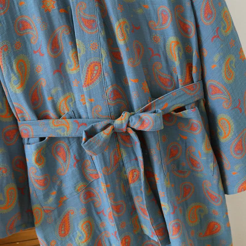 Japanischer Kimono-Bademantel aus Baumwollgaze mit Paisleymuster - image 3