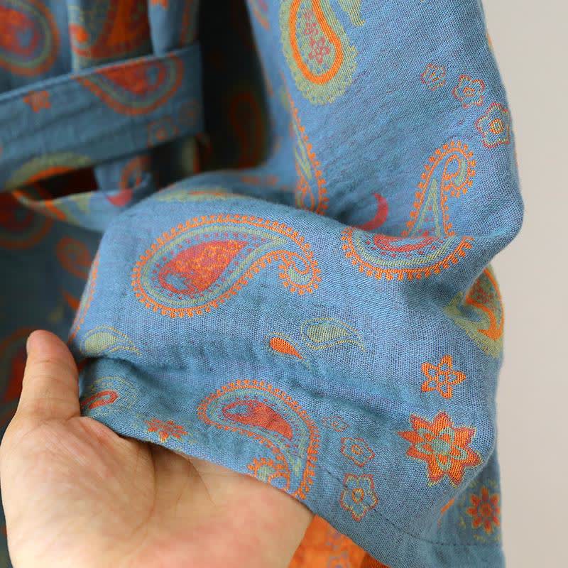 Japanischer Kimono-Bademantel aus Baumwollgaze mit Paisleymuster - image 7
