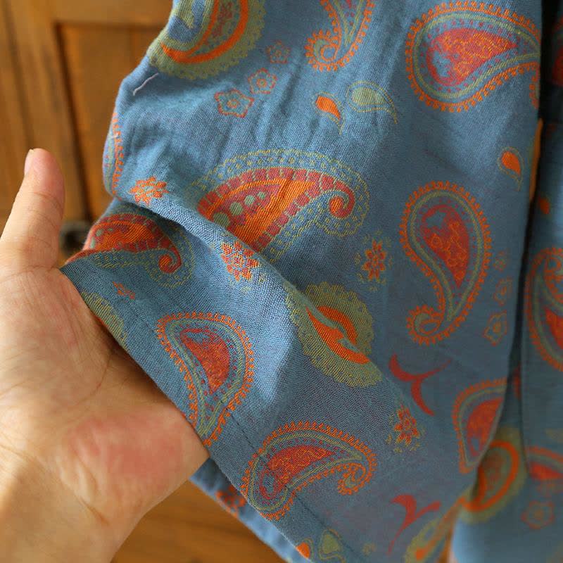 Japanischer Kimono-Bademantel aus Baumwollgaze mit Paisleymuster - image 8