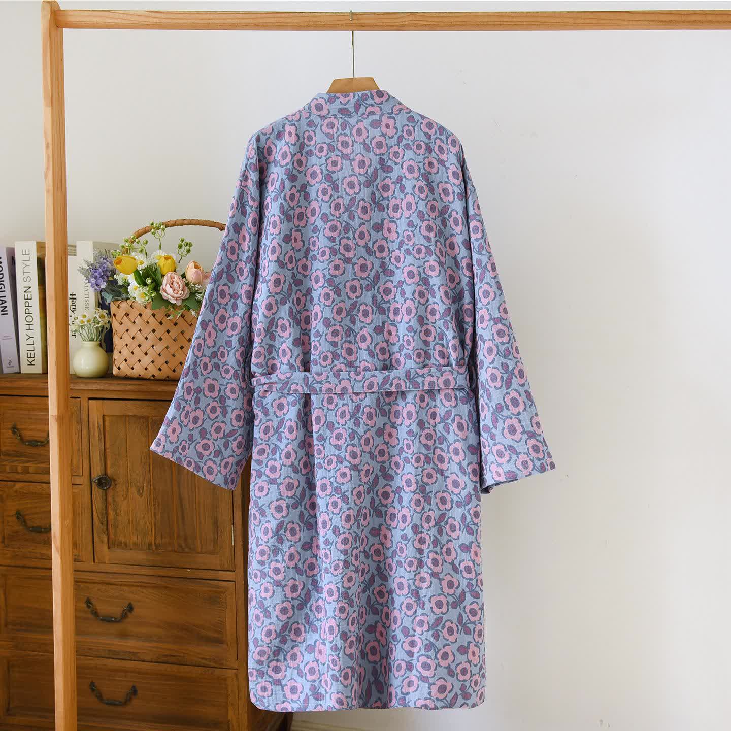 Japanischer Kimono-Bademantel aus Begonia-Baumwolle - image 5
