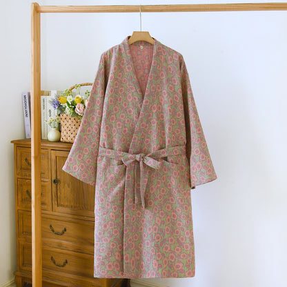Japanischer Kimono-Bademantel aus Begonia-Baumwolle - Grün - L - image 13