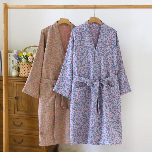 Japanischer Kimono-Bademantel aus Begonia-Baumwolle - image 1