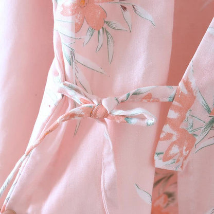 Japanischer Kimono-Bademantel aus Baumwolle mit Pfirsichblütenmuster - image 8