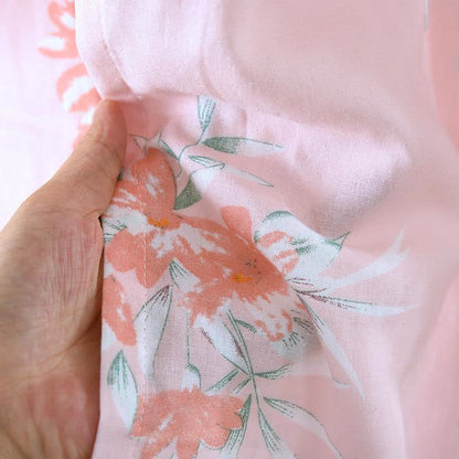 Japanischer Kimono-Bademantel aus Baumwolle mit Pfirsichblütenmuster - image 9