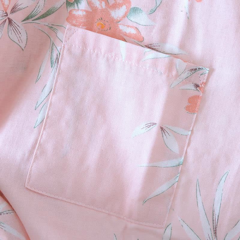 Japanischer Kimono-Bademantel aus Baumwolle mit Pfirsichblütenmuster - image 11