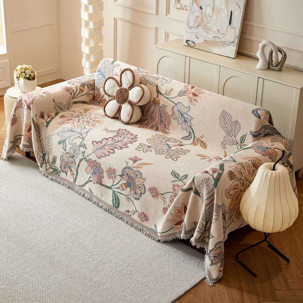 Chenille-Sofaüberwurf im Bohemian-Stil mit Blumenmuster - image 3