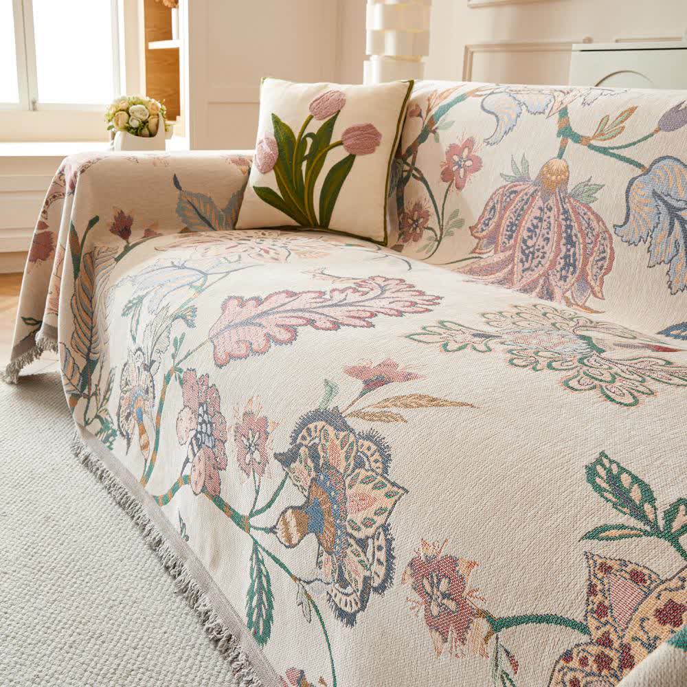 Chenille-Sofaüberwurf im Bohemian-Stil mit Blumenmuster - image 2