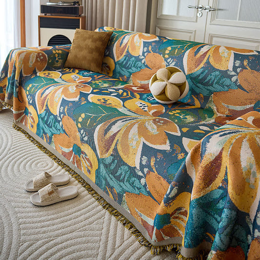 Sofadecke mit malerischem Blumenmuster - 180cm x 340cm - image 1