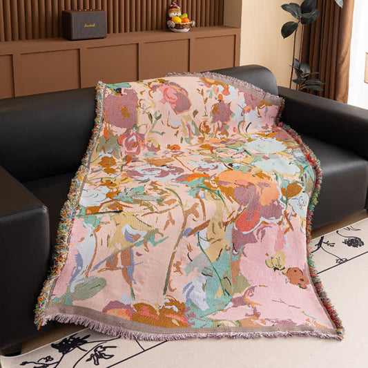 Baumwollgaze-Überwurf mit malerischem Blumenmuster - 130cm x 180cm - image 1