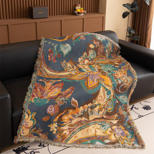 Überwurf aus Baumwollgaze mit Retro-Blumenmuster - 130cm x 180cm - image 1