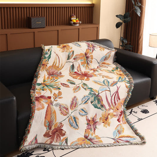Überwurf aus Baumwollgaze mit Blatt- und Blumenmuster - 130cm x 180cm - image 1