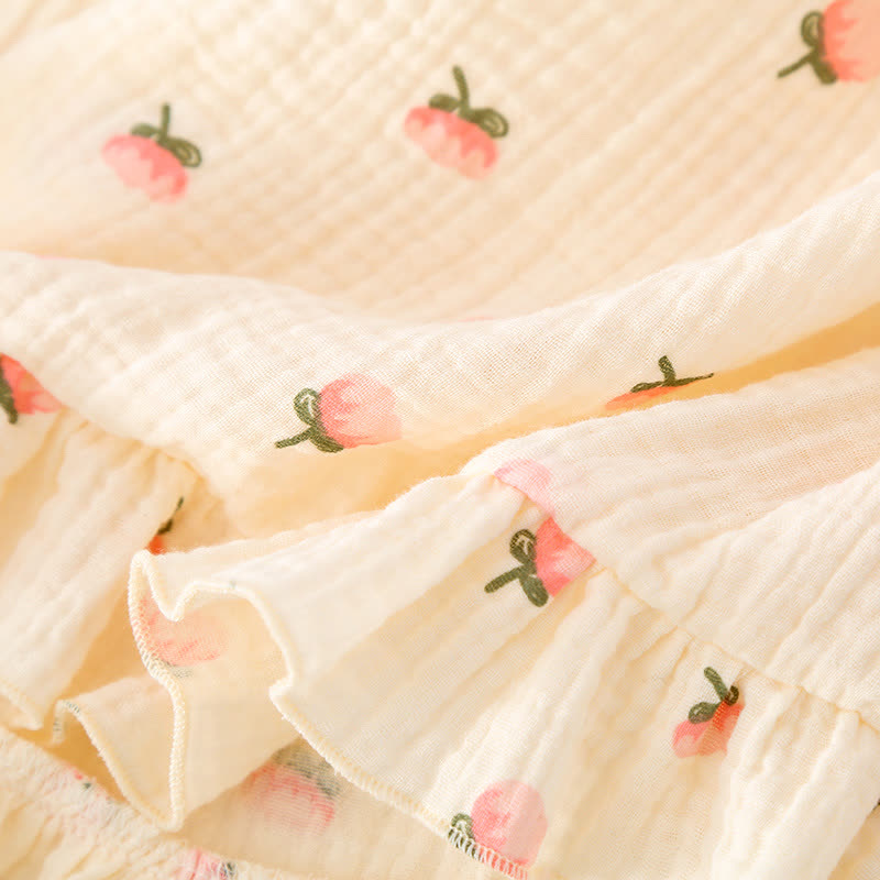 Pyjama mit Rüschen aus Baumwollgaze mit Kapok-Blumen - image 8