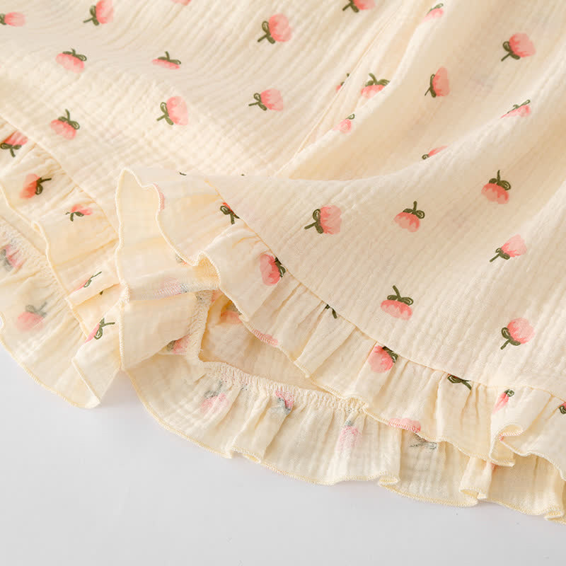 Pyjama mit Rüschen aus Baumwollgaze mit Kapok-Blumen - image 6
