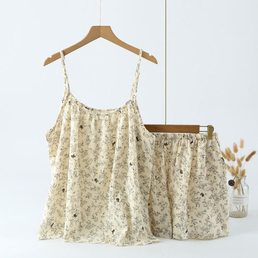 Camisole-Pyjama aus Baumwollgaze mit Hasen-Blumenmuster - XL - image 1