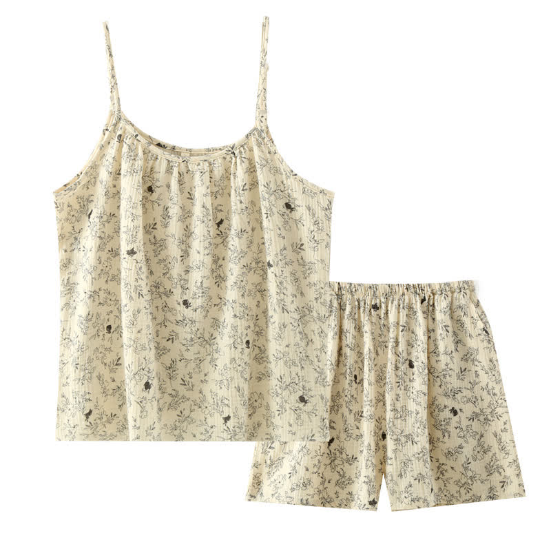 Camisole-Pyjama aus Baumwollgaze mit Hasen-Blumenmuster - image 2