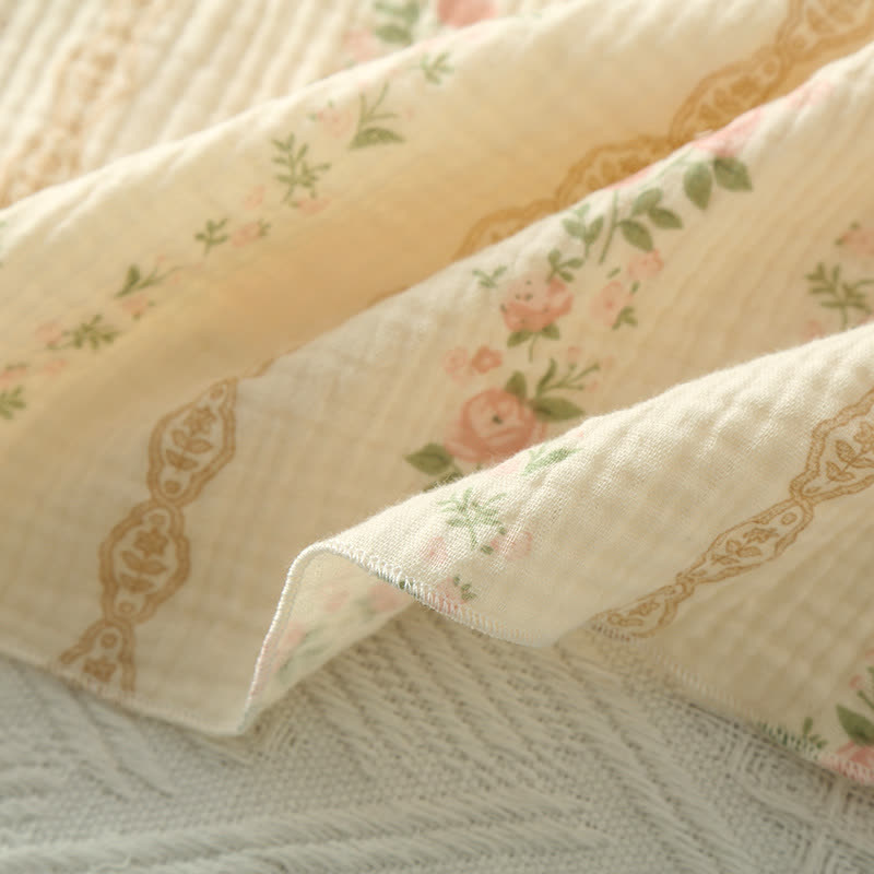 Camisole-Pyjama aus Baumwollgaze mit Blumenmuster und Streifen - image 8