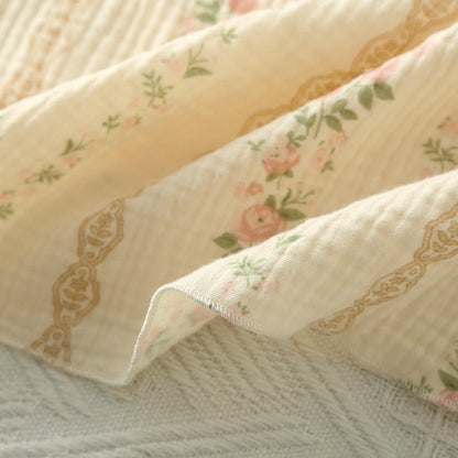Camisole-Pyjama aus Baumwollgaze mit Blumenmuster und Streifen - image 8