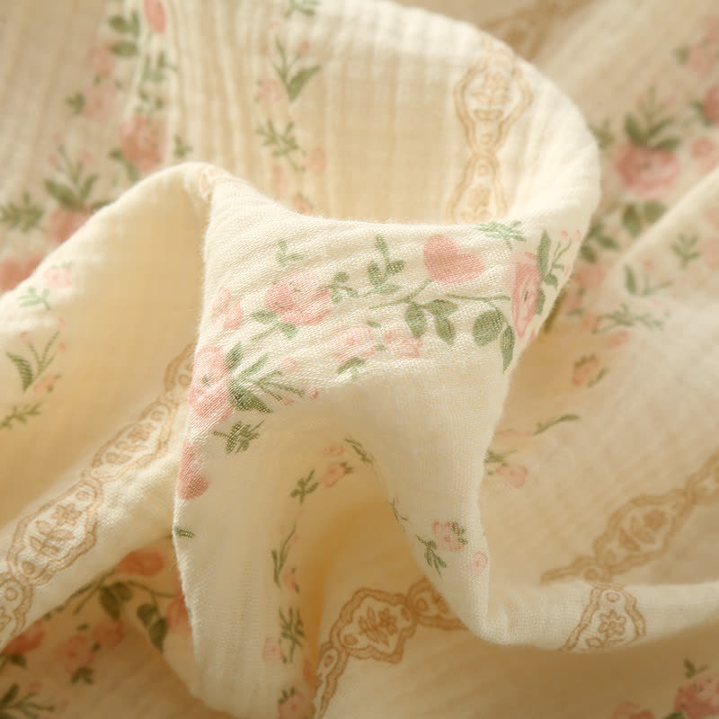 Camisole-Pyjama aus Baumwollgaze mit Blumenmuster und Streifen - image 9