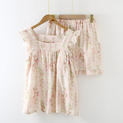 Pink Rose – Gepolsterte, ärmellose Nachtwäsche mit Rüschen - Loungewear-Set - XL - image 2