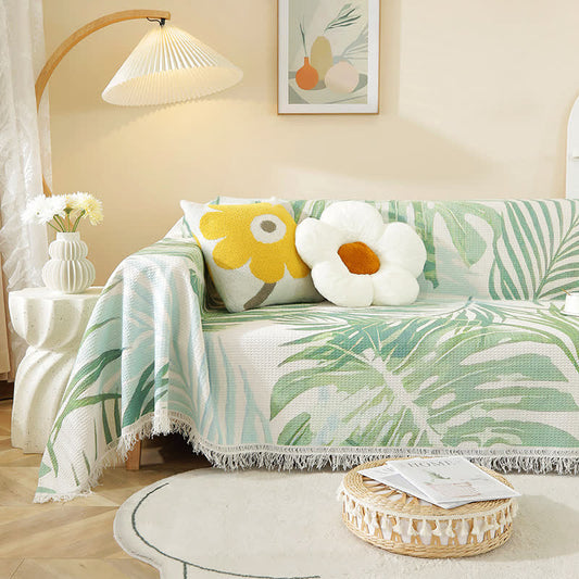 Sofa-Waffeldecke mit botanischem Blattmuster - 180cm x 260cm - image 1