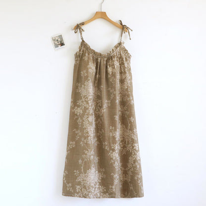 Gepolstertes Camisole-Nachthemd aus Baumwolle mit Rosenschleife - Braun - XL - image 14