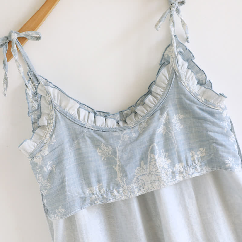 Gepolstertes Camisole-Nachthemd aus Baumwolle mit Rosenschleife - image 4