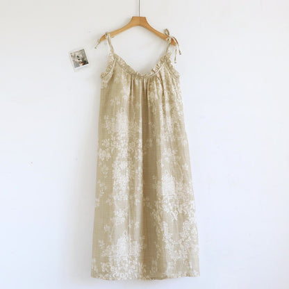 Gepolstertes Camisole-Nachthemd aus Baumwolle mit Rosenschleife - Khaki - XL - image 15