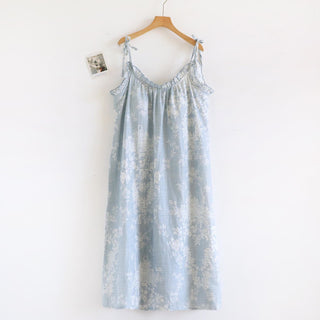 Rosen-Schleife Baumwoll-Nachthemd mit Wattierung - Blau - XL - image 0