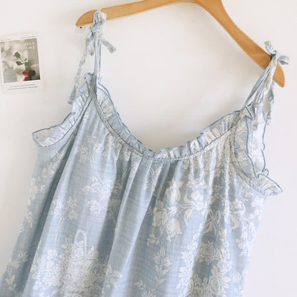 Gepolstertes Camisole-Nachthemd aus Baumwolle mit Rosenschleife - image 4