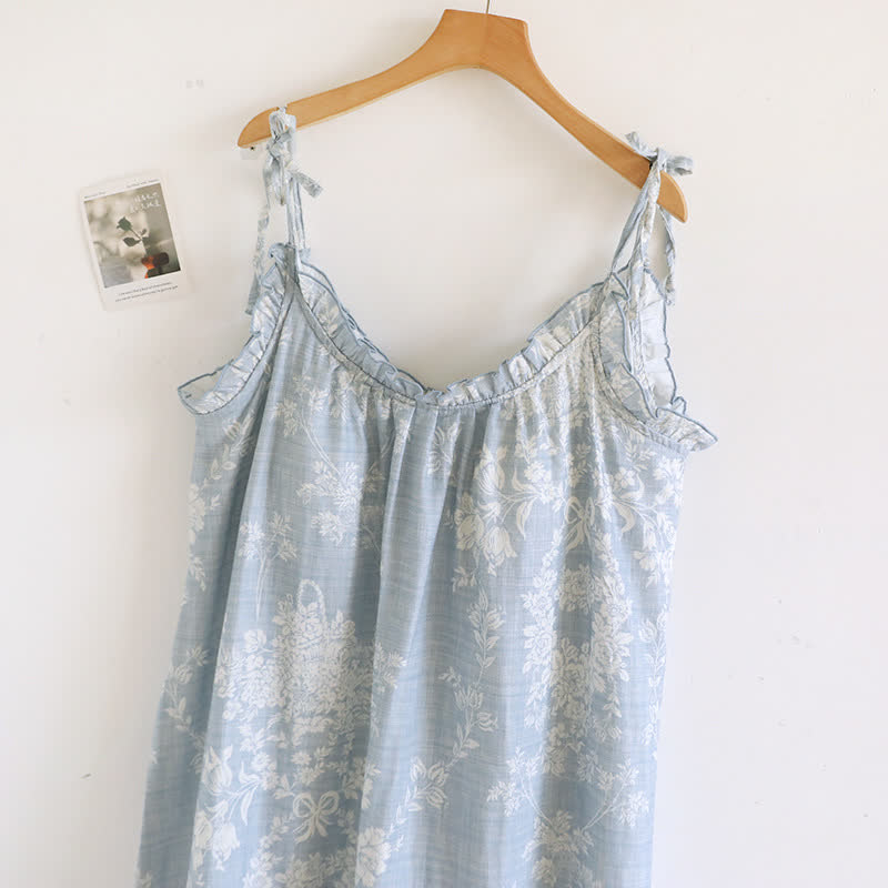 Gepolstertes Camisole-Nachthemd aus Baumwolle mit Rosenschleife - image 1
