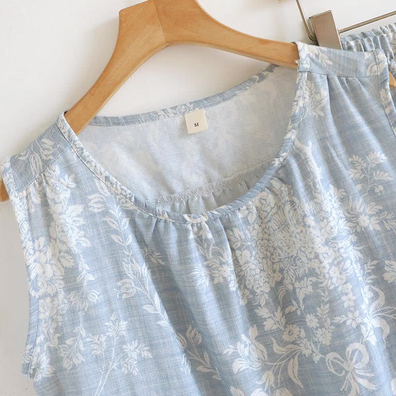 Pyjama-Set aus Baumwoll-Tanktop mit Rosenschleife - image 6