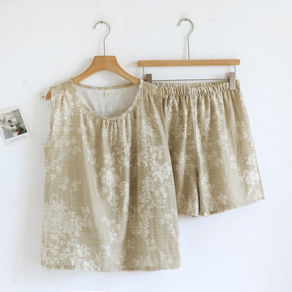 Pyjama-Set aus Baumwoll-Tanktop mit Rosenschleife - Khaki - XL - image 15