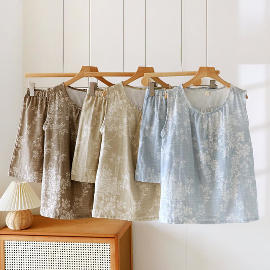 Pyjama-Set aus Baumwoll-Tanktop mit Rosenschleife - image 1